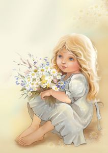 Девочка с цветами ― PopCards.ru
