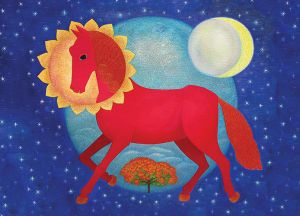 Красный конь ― PopCards.ru